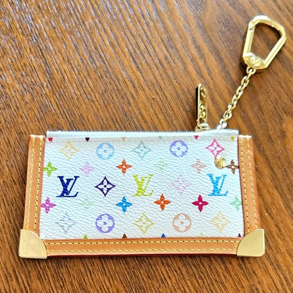 ☆ MINT☆ Louis Vuitton x Takashi Murakami Multicolor Pochette Cles Blanc - Picture 2 of 13